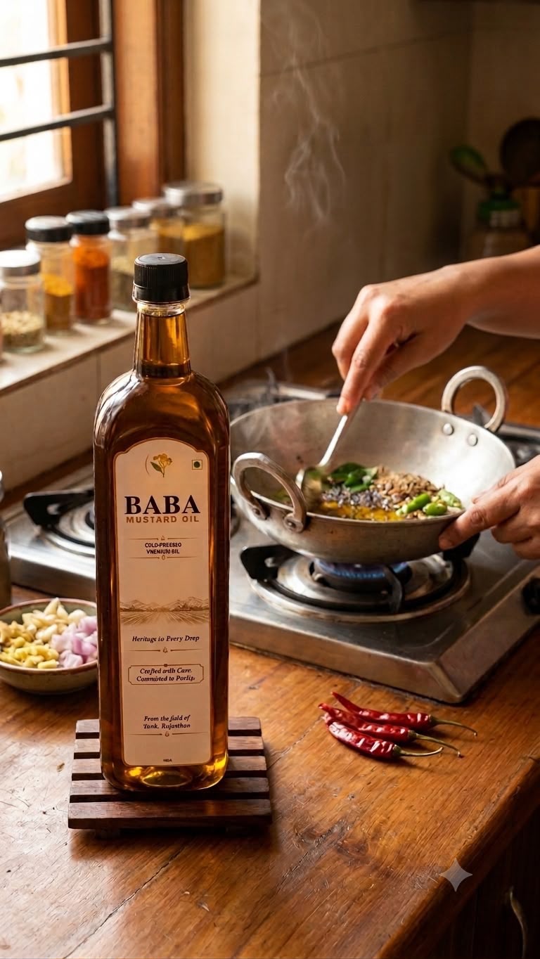 Baba Cold-Pressed Mustard Oil (Glass Bottle)